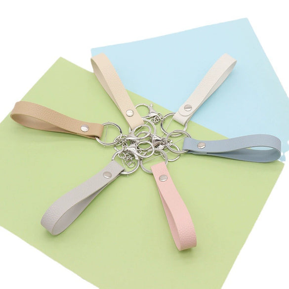 Wholesale Doublelayer Doublesided Pu Leather Modern Minimalist Key Chain Pendant