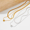 Wholesale Doublelayer Dropshaped Titanium Steel And Stainless Steel Pendant Necklace With Snake Bone Chain In Simple Style And Electroplating Treatment