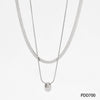Wholesale Doublelayer Dropshaped Titanium Steel And Stainless Steel Pendant Necklace With Snake Bone Chain In Simple Style And Electroplating Treatment