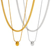 Wholesale Doublelayer Dropshaped Titanium Steel And Stainless Steel Pendant Necklace With Snake Bone Chain In Simple Style And Electroplating Treatment