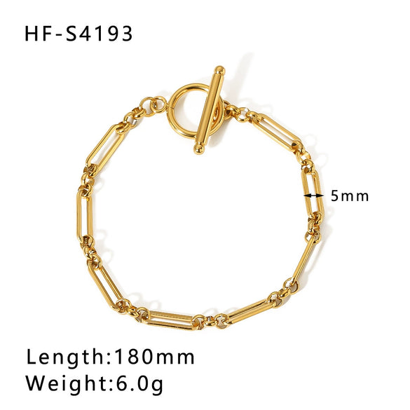 Wholesale Doublelayer Flat Snake And Cuban Chain Goldplated Stainless Steel Cross Bracelet With Geometric Pattern And Vacuum Plating In 18K Furnace For Women And Unisex