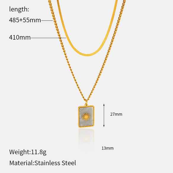 Wholesale Doublelayer Geometric Shell Stainless Steel Electroplated Necklace For Women