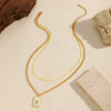 Wholesale Doublelayer Geometric Shell Stainless Steel Electroplated Necklace For Women