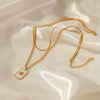 Wholesale Doublelayer Geometric Square Shell Necklace For Women Stainless Steel And Titanium Steel Electroplated Design