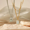 Wholesale Doublelayer Geometric Square Shell Necklace For Women Stainless Steel And Titanium Steel Electroplated Design