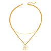Wholesale Doublelayer Geometric Square Shell Necklace For Women Stainless Steel And Titanium Steel Electroplated Design