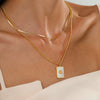 Wholesale Doublelayer Geometric Square Shell Necklace For Women Stainless Steel And Titanium Steel Electroplated Design