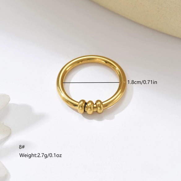 Wholesale Doublelayer Knotted Winding Geometric Stainless Steel Electroplated Opening Ring Unisex Hand Jewelry