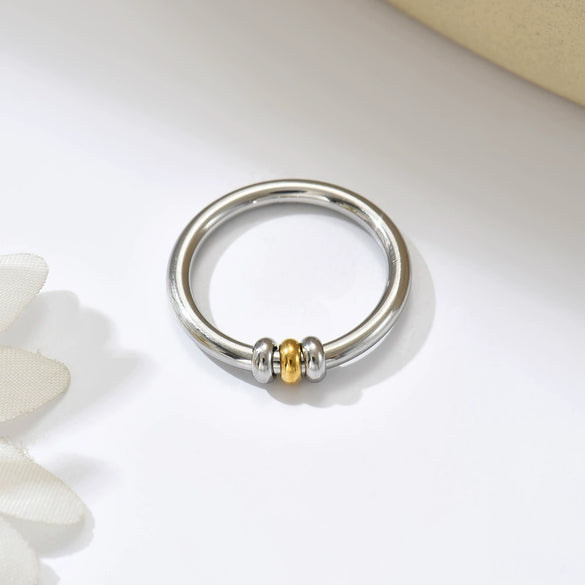 Wholesale Doublelayer Knotted Winding Geometric Stainless Steel Electroplated Opening Ring Unisex Hand Jewelry