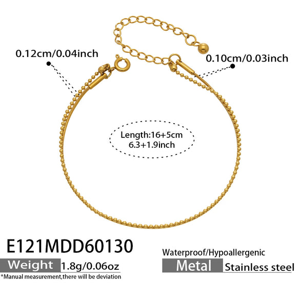 Wholesale Doublelayer Stackable Geometric Round Bead Snake Chain Bracelet Stainless Steel 18K Gold Plated For Women