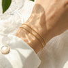 Wholesale Doublelayer Stackable Geometric Round Bead Snake Chain Bracelet Stainless Steel 18K Gold Plated For Women