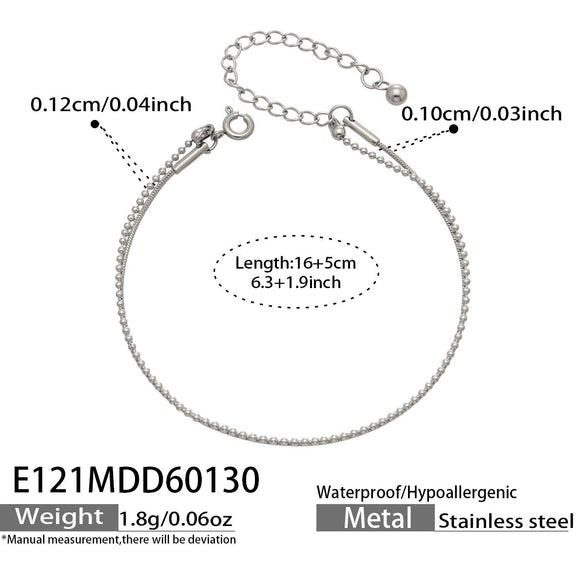Wholesale Doublelayer Stackable Geometric Round Bead Snake Chain Bracelet Stainless Steel 18K Gold Plated For Women