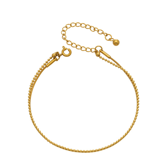 Wholesale Doublelayer Stackable Geometric Round Bead Snake Chain Bracelet Stainless Steel 18K Gold Plated For Women