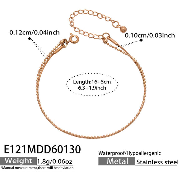 Wholesale Doublelayer Stackable Geometric Round Bead Snake Chain Bracelet Stainless Steel 18K Gold Plated For Women