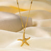 Wholesale Doublelayer Starfish Shell Clavicle Chain Necklace For Women With Animal Zodiac Patterns Made Of Titanium Steel And Electroplated