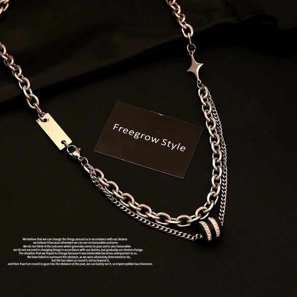 Wholesale Doublelayered Starshaped Geometric Twist Chain Necklace For Women With Vacuum Plating In Furnace
