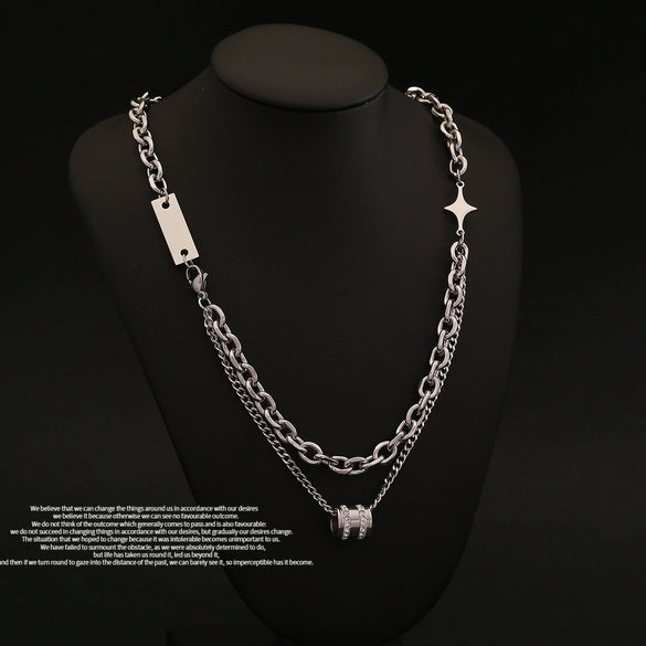 Wholesale Doublelayered Starshaped Geometric Twist Chain Necklace For Women With Vacuum Plating In Furnace