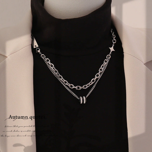 Wholesale Doublelayered Starshaped Geometric Twist Chain Necklace For Women With Vacuum Plating In Furnace