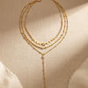 Wholesale Doublelayered Tassel Geometric Stainless Steel Necklace With Electroplating Design For Women