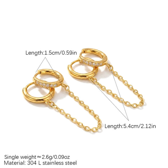 Wholesale Doublering Diamondencrusted Chain Earrings For Women Titanium Steel Electroplated Highend Style