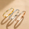 Wholesale Doublerow Full Diamond Clasp 18K Goldplated Titanium Steel Bracelet With Geometric Light Luxury Style And Polish Processing