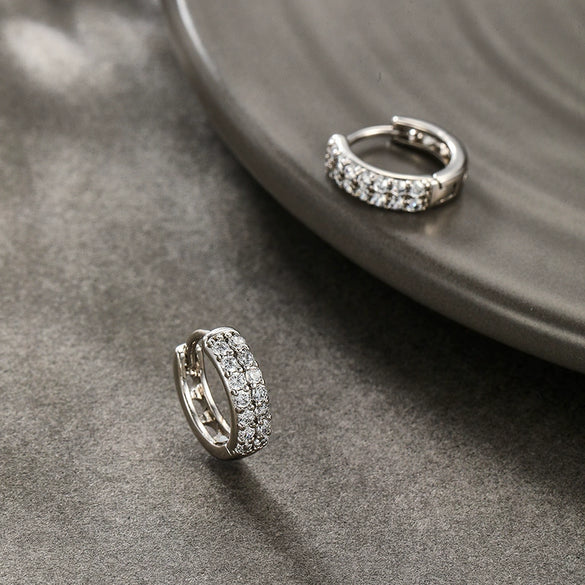 Wholesale Doublerow Zircon Earrings Alloy Electroplating Minimalist Style For Women