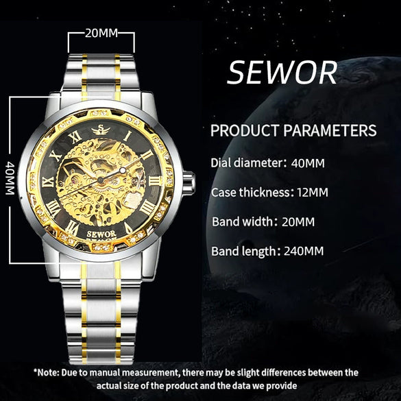 Wholesale Doublesided Cut Out Mechanical Men's Watch With Alloy Case And Stainless Steel Strap Round Dial