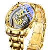 Wholesale Doublesided Hollowout Fullautomatic Men's Watch Alloy Stainless Steel Mineral Strengthened Glass Mirror Round Business Style Waterproof Luminous