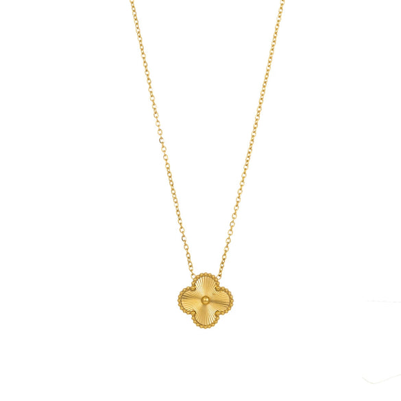 Wholesale Doublesided Laser Electroplated Titanium Steel Necklace With Fourleaf Clover Heart Water Drop Bell Patterns Unisex Light Luxury Geometric Jewelry