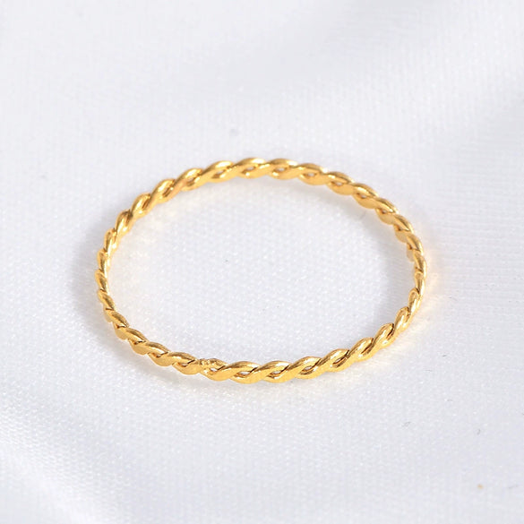 Wholesale Doublestrand Twist Braided Bracelet Titanium Steel Geometric 18K Gold Plated