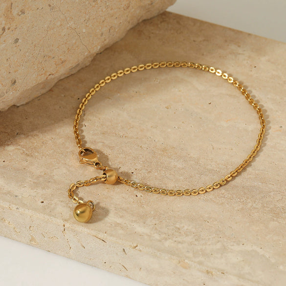 Wholesale Drawable Simple Round Ball Bracelet For Women Stainless Steel Geometric Vacuum Electroplated Heavy Industry Light Luxury Cold Style Minimalist Bracelet