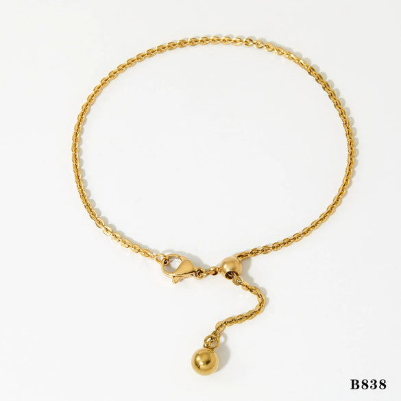 Wholesale Drawable Simple Round Ball Bracelet For Women Stainless Steel Geometric Vacuum Electroplated Heavy Industry Light Luxury Cold Style Minimalist Bracelet