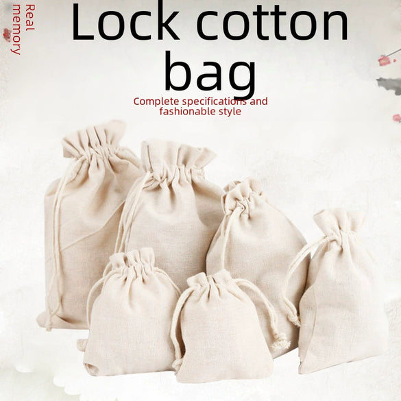 Wholesale Drawstring Cotton Cloth Jewelry Storage Bag With Silk Screen Printing