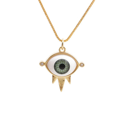 Wholesale Dripping Evil Eye Copper Zircon Pendant Necklace