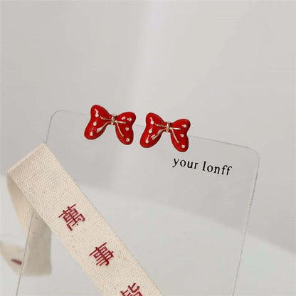 Wholesale Dripping Oil Simple Bow Earrings