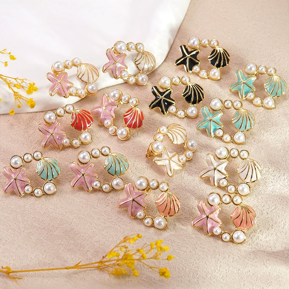 Wholesale Dripping Oil Style Animal Zodiac Pattern Stainless Steel Earrings For Women