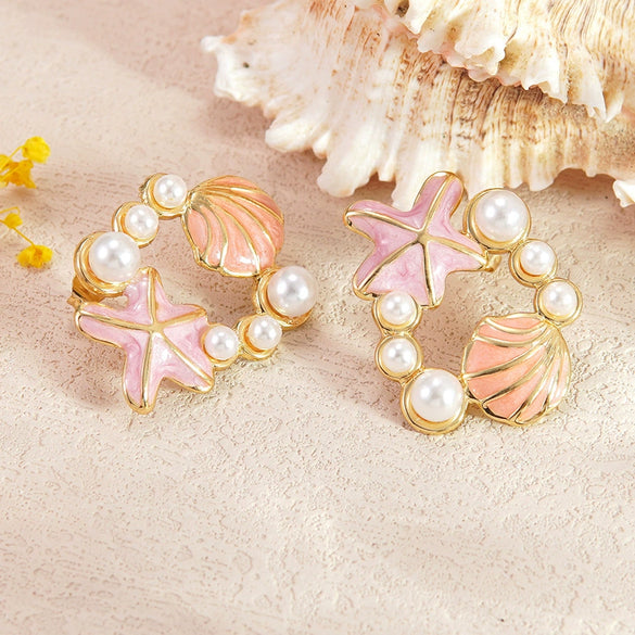 Wholesale Dripping Oil Style Animal Zodiac Pattern Stainless Steel Earrings For Women