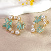 Wholesale Dripping Oil Style Animal Zodiac Pattern Stainless Steel Earrings For Women