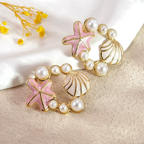 Wholesale Dripping Oil Style Animal Zodiac Pattern Stainless Steel Earrings For Women