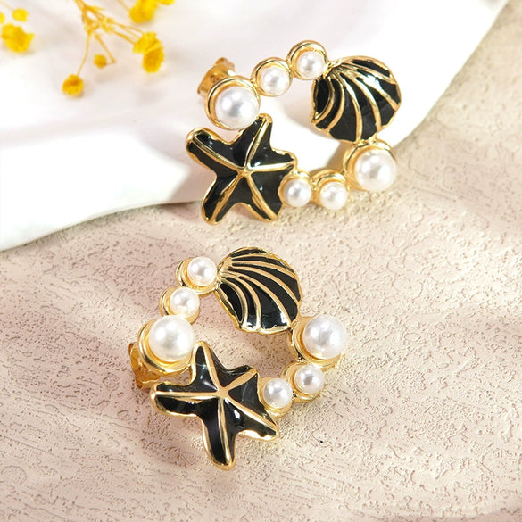 Wholesale Dripping Oil Style Animal Zodiac Pattern Stainless Steel Earrings For Women