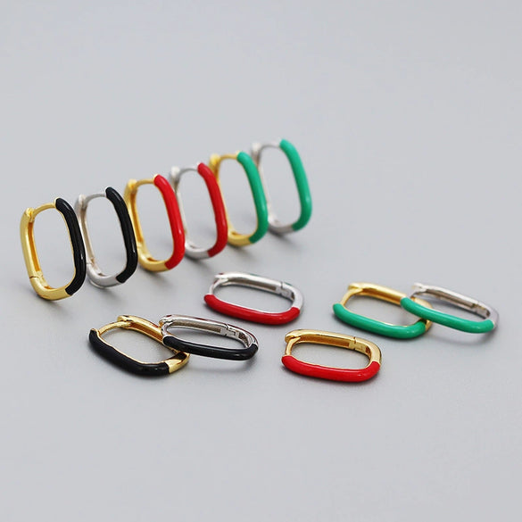 Wholesale Drop Oil Ushaped Geometric Style S925 Silver Earrings For Women