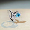 Wholesale Drop Shape Crown Ring 925 Sterling Silver Aquamarine Pearshaped Electroplated With Zircon And High Carbon Diamond