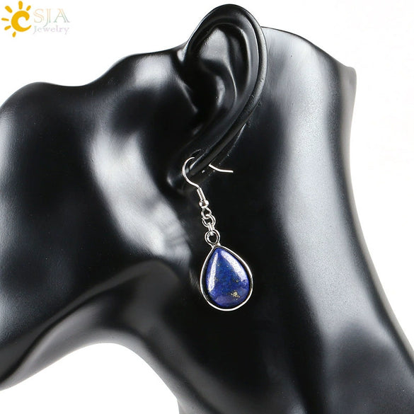 Wholesale Drop Shape Natural Semiprecious Stone And Copper Women's Earrings Minimalist Style