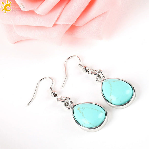 Wholesale Drop Shape Natural Semiprecious Stone And Copper Women's Earrings Minimalist Style
