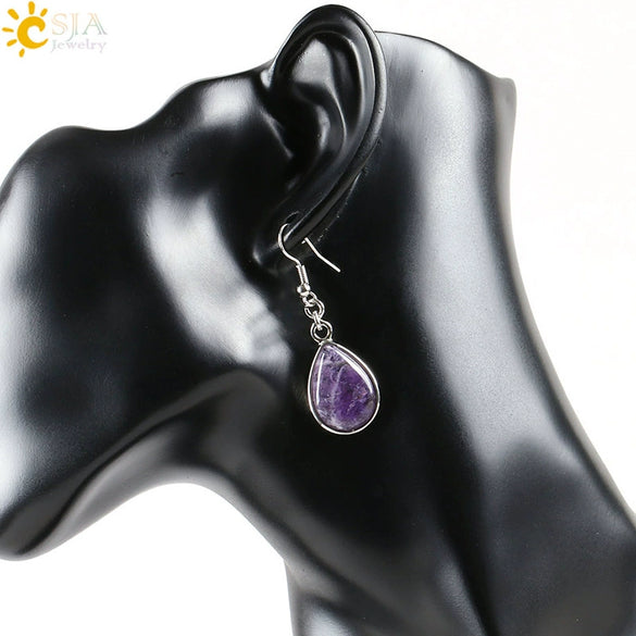 Wholesale Drop Shape Natural Semiprecious Stone And Copper Women's Earrings Minimalist Style