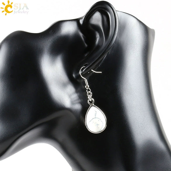 Wholesale Drop Shape Natural Semiprecious Stone And Copper Women's Earrings Minimalist Style