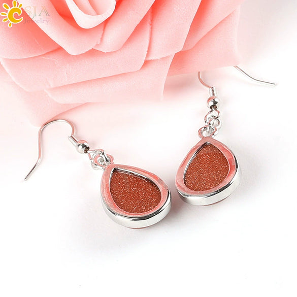 Wholesale Drop Shape Natural Semiprecious Stone And Copper Women's Earrings Minimalist Style