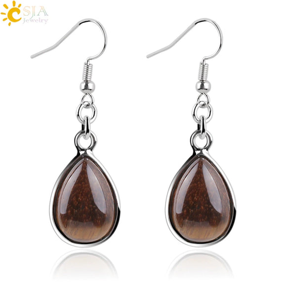 Wholesale Drop Shape Natural Semiprecious Stone And Copper Women's Earrings Minimalist Style