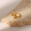 Wholesale Drop Shape Opening Ring Titanium Steel 18K Gold Plated Electroplated Simple Cold Wind Smooth Snake Ring Unisex