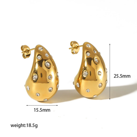 Wholesale Drop Shape Stainless Steel Earrings Electroplated For Women Natural Style